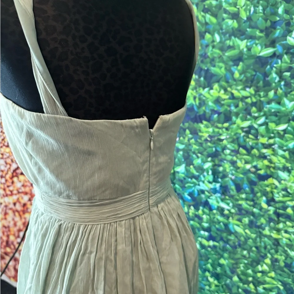 J. Crew Strapless Pleated Light Sage Dress